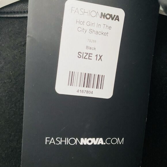 Fashion Nova Faux Leather Jacket Women Size 1X Oversized Trench Coat Shacket NWT - Picture 6 of 7